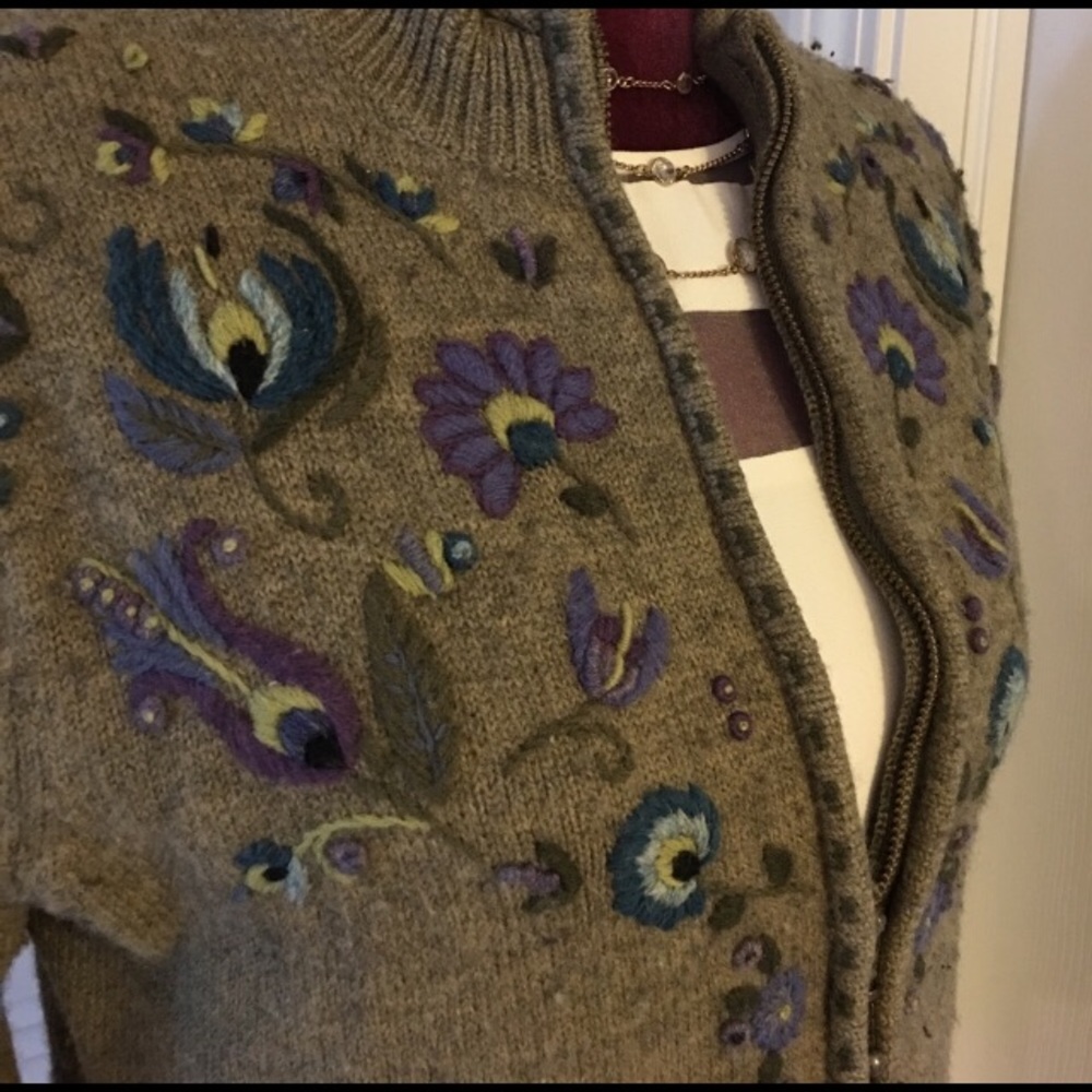 merino wool Icelandic sweater L sagepurple zipper